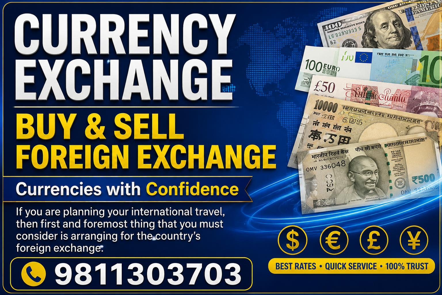 Currency Exchange in Greater Noida West Dial +91 9811303703